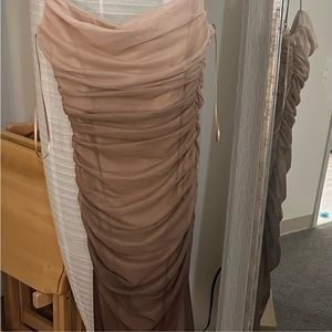 ZARA STRAPPY MIDI PRINTED TULLE DRESS DRAPED DARKBROWN SIZE MEDIUM 3067/254